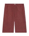 Gucci Geometric Houndstooth-print Tailored Shorts In Red