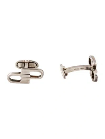 Pre-owned Gucci Geometric Interlocking G Cufflinks In Multicolor