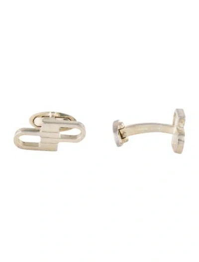 Pre-owned Gucci Geometric Interlocking G Cufflinks In Multicolor