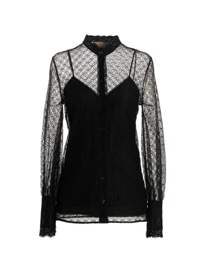 Pre-owned Gucci Geometric-lace Shirt In Black