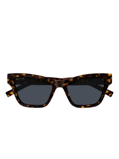 Gucci Geometric Logo Sunglasses In Brown