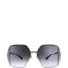 GUCCI GEOMETRIC METAL SUNGLASSES WITH GREY GRADIENT LENS