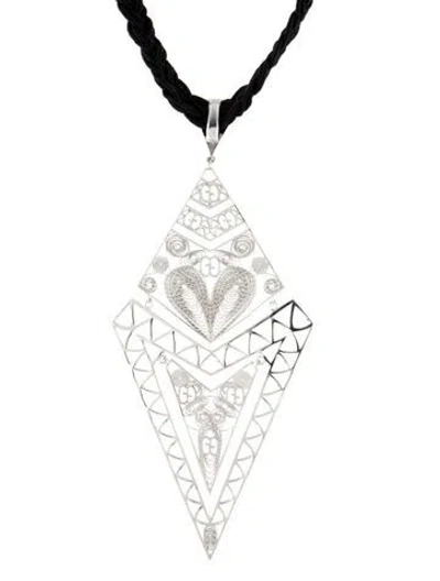 Pre-owned Gucci Geometric Motif Braided Choker Necklace, 18" In Black