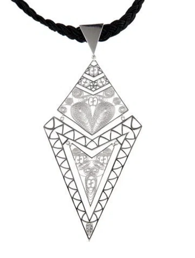 Pre-owned Gucci Geometric Motif Braided Choker Necklace, 18" In Multi