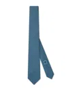 Gucci Silk Jacquard Tie Hexagonal Pattern In Blue