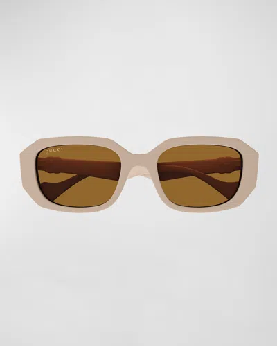 Gucci Geometric Plastic Rectangle Sunglasses In Red