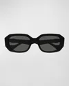 Gucci Geometric Plastic Rectangle Sunglasses In Black