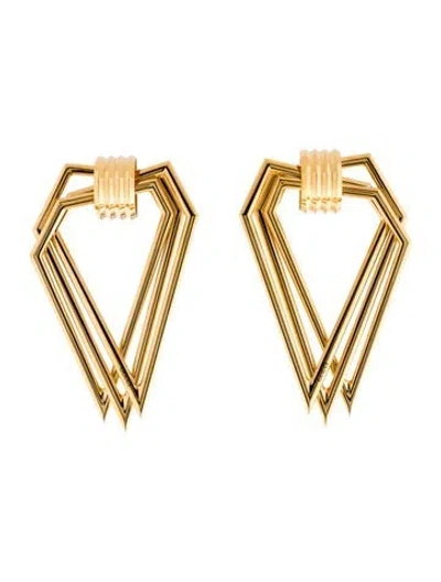 Pre-owned Gucci Geometric Stacked Triangle Clip-on Earrings In Multicolor