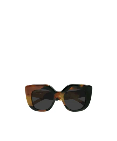 Gucci Geometric Sunglasses In Brown