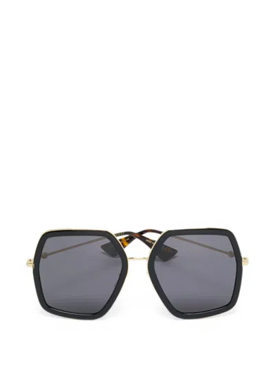 Pre-owned Gucci Geometric Sunglasses In Black