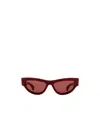 Gucci Logo Rectangular Sunglasses In Burgundy
