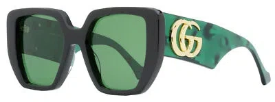 Pre-owned Gucci Geometric Sunglasses Gg0956s 001 Black/green 54mm 956