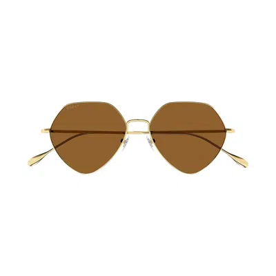 Pre-owned Gucci Geometric Sunglasses 'gold/brown' | Women's Size Onesize