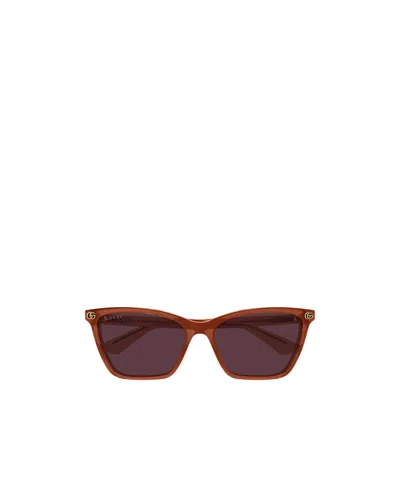 Gucci Geometric Sunglasses In Brown