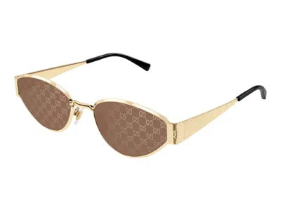 Pre-owned Gucci Geometrical Sunglasses In Gold Brown (gg1853s/003)
