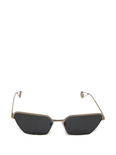 Pre-owned Gucci Geometric-frame Metal Sunglasses In Gold