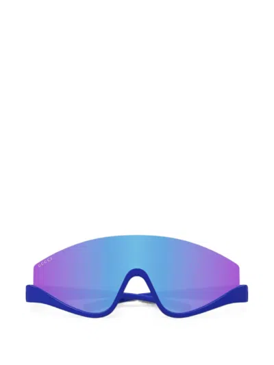 Gucci Geometric-frame Sunglasses In Blue