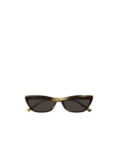 Gucci Geometric-frame Sunglasses In Deep Havana