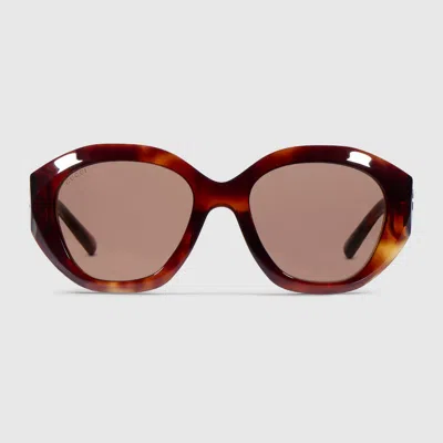 Gucci Geometric-frame Sunglasses In Gray