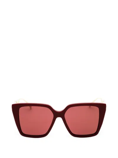 Gucci Geometric-frame Sunglasses In Red