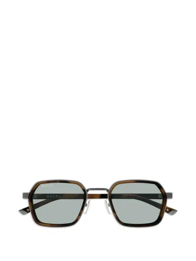 Gucci Geometric-frame Tortoiseshell-effect Sunglasses In Multi
