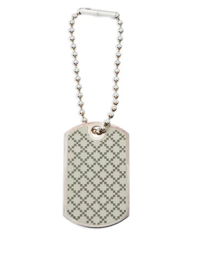 Pre-owned Gucci Geometric-pattern Enamel Tag Charm In Silver