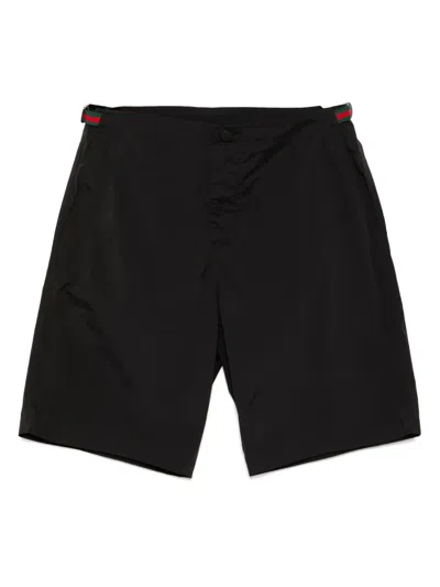 Gucci Gestreifte Badeshorts In Schwarz