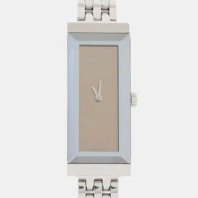 Pre-owned Gucci G-frame 127.5 Brown Stainless Steel Quartz Women's Watches 14x34mm