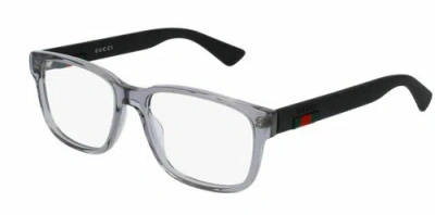 Pre-owned Gucci Gg 0011 O 007 Classic Rectangular Grey/black Eyeglasses In Clear