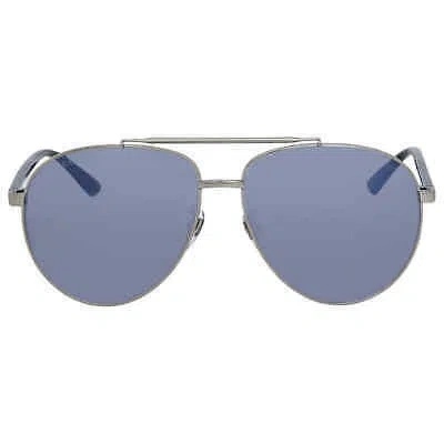 Pre-owned Gucci Gg 0043sa 001 Asian Fit Silver Metal Aviator Sunglasses In Gray