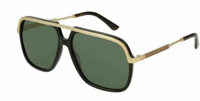 Pre-owned Gucci Gg 0200 S 001 Black/gold Sunglasses In Green