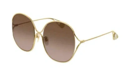 Pre-owned Gucci Gg 0362 S 002 Gold Sunglasses In Brown