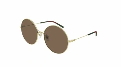 Pre-owned Gucci Gg 0395 S 002 Gold/brown Sunglasses