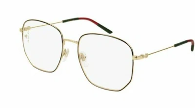 Pre-owned Gucci Gg 0396o 001 Black/gold Eyeglasses In Clear