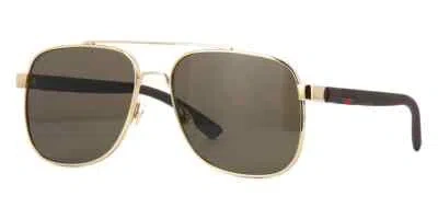 Pre-owned Gucci Gg 0422s 003 Gold / Brown Lens Sunglasses Italy 60mm