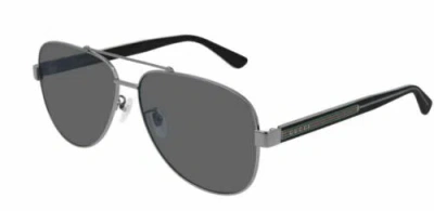 Pre-owned Gucci Gg 0528 S 007 Ruthenium Polarized Sunglasses In Gray