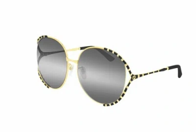 Pre-owned Gucci Gg 0595s 005 Gold Black/grey Sunglasses In Gray