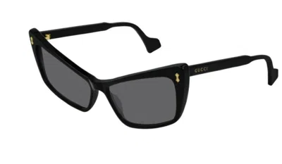 Pre-owned Gucci Gg 0626s 001 Cat Eye Black/grey Ladies Sunglasses In Gray