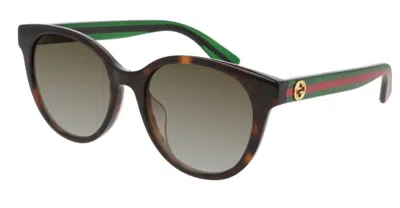 Pre-owned Gucci Gg 0702skn-003 Havana Gradient Brown Cat-eye Women Sunglasses