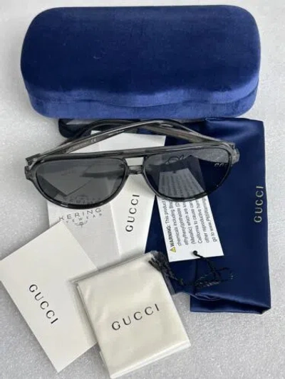 Pre-owned Gucci Gg 0935 Clear Gray Silver Frame 006 Sunglasses Gray Lens Gg0935s 60-12-145