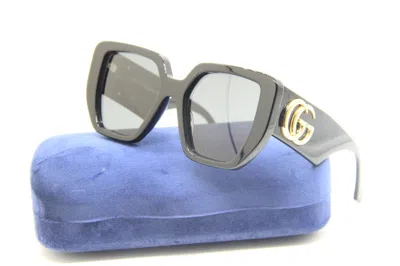 Pre-owned Gucci Gg 0956s 003 Black Gold Gradient Authentic Sunglasses W/case 54-19 In Gray