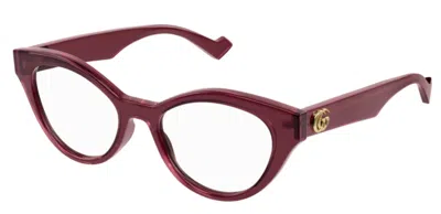 Pre-owned Gucci Gg 0959o 003 Burgundy Cat Eye Women's Eyeglasses In Clear