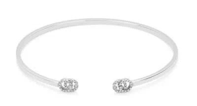 Pre-owned Gucci Gg 18k White Gold Diamond Women's Cuff Bracelet Yba481662002017