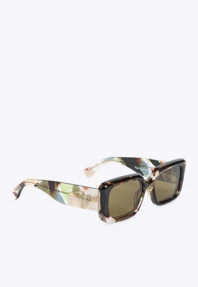 Gucci Gg 1906 Rectangular Sunglasses In Green