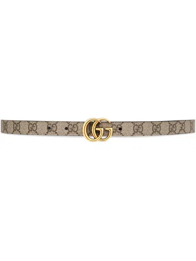 Gucci Women Gg Marmont Reversible Belt In Neutral