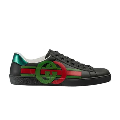 Pre-owned Gucci Gg Ace 'black Green Red' | Men's Size 7.5