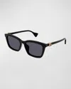 Gucci Gg Acetate Rectangle Sunglasses In Black