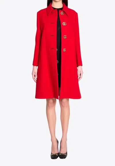 Gucci Gg A-line Wool Coat In Red