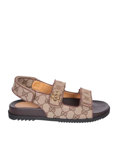 Gucci Gg All-over Double-buckle Beige Sandals
