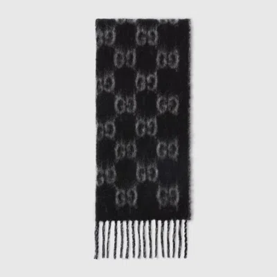 Gucci Gg Alpaca Wool Scarf In Black